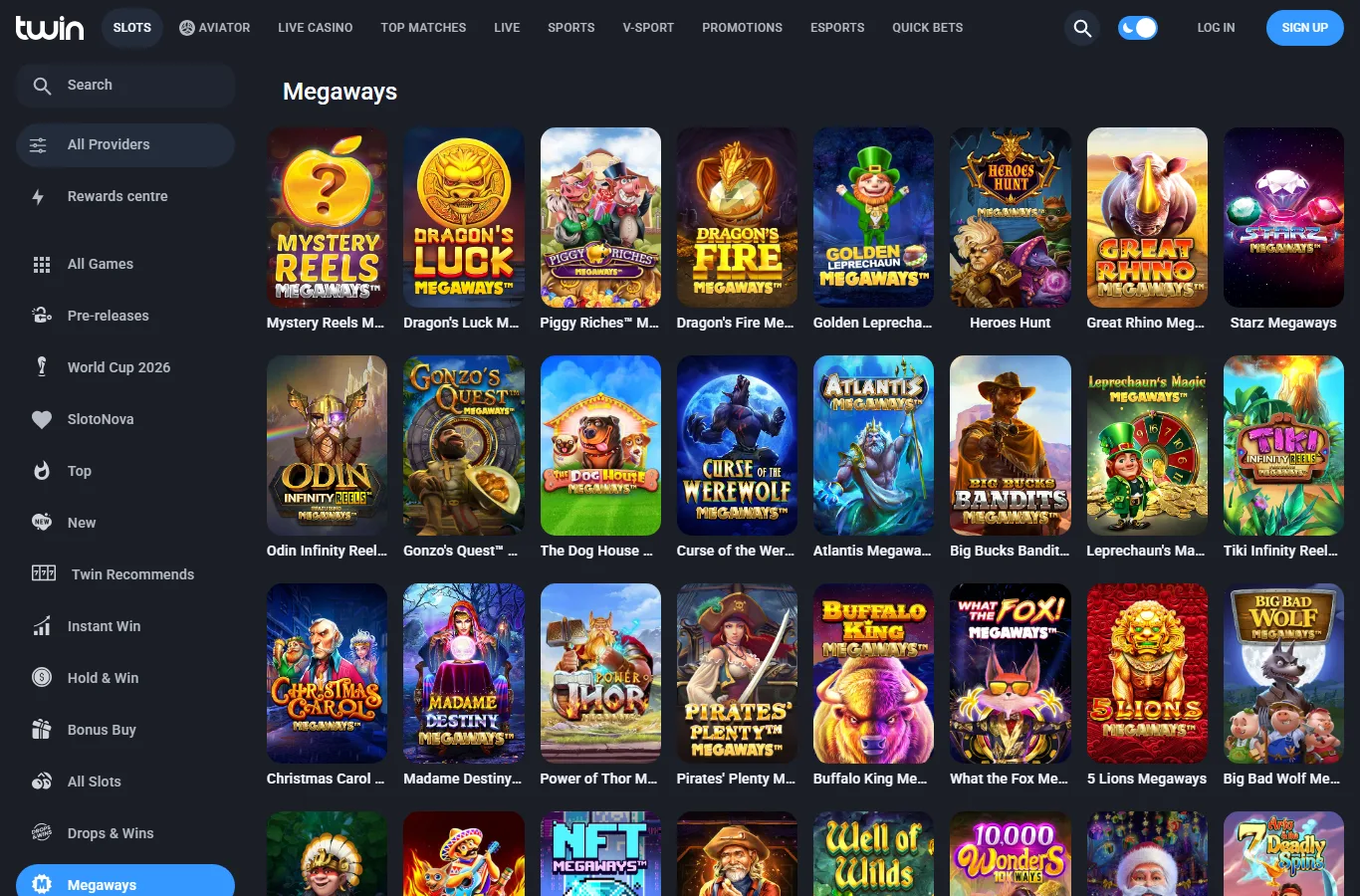 Megaways-avdelningen hos Twin Casino